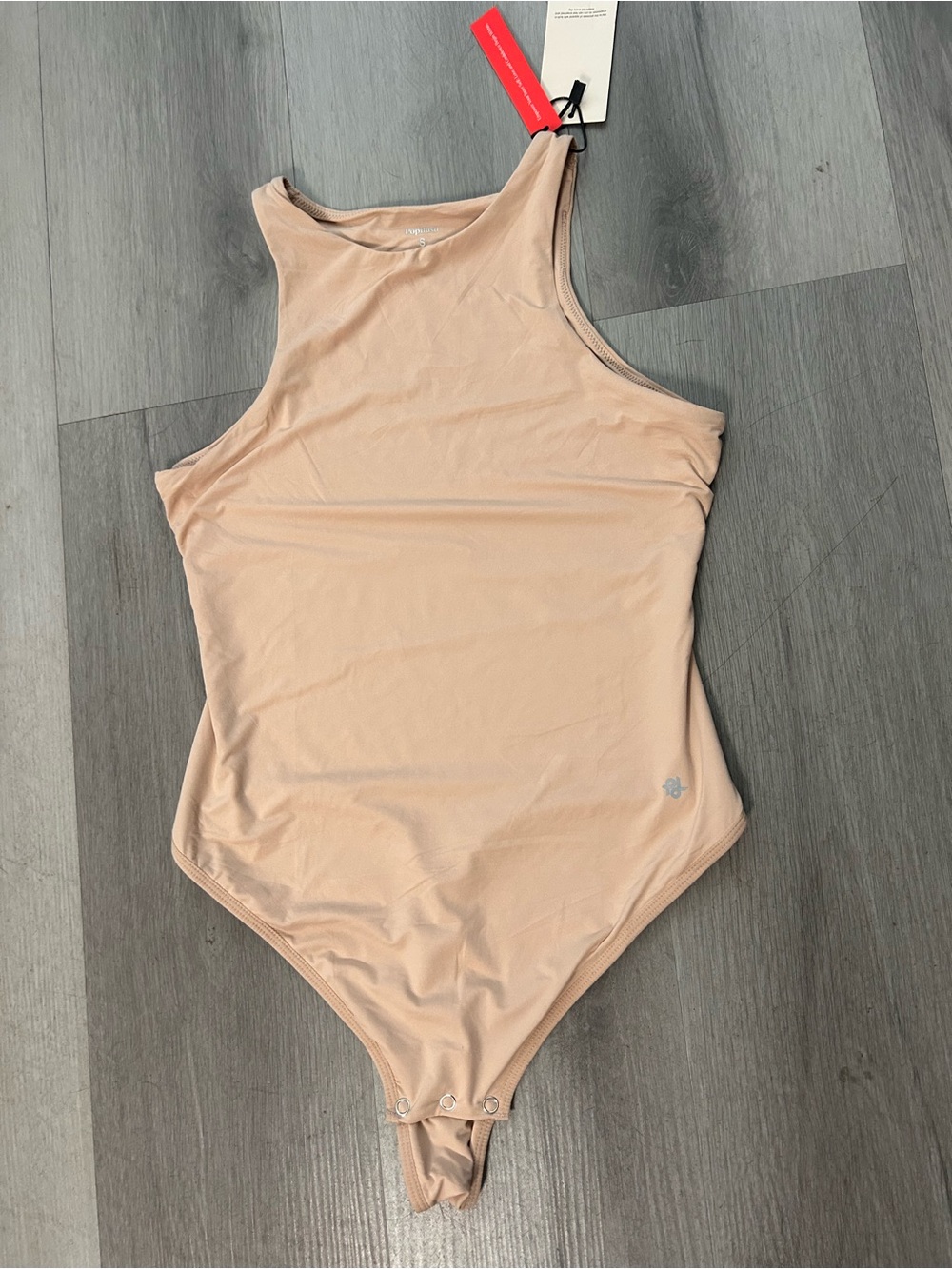 High-Neck Sleeveless Bodysuit in Nude